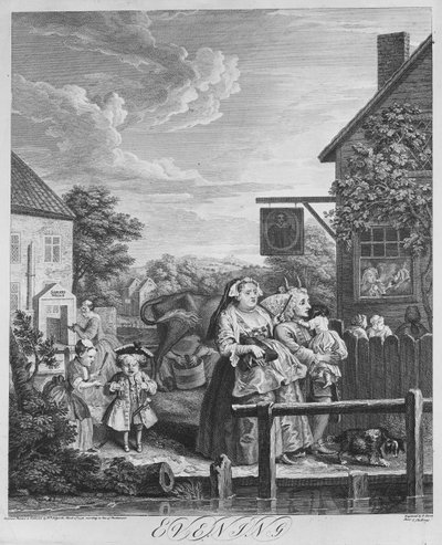 Tijden van de dag, avond, 1738 door William Hogarth